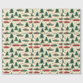 Vintage auto Kerst inpakpapier (Vlak)