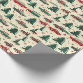 Vintage auto Kerst inpakpapier (Hoek)