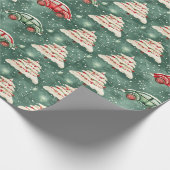 Vintage auto Kerst inpakpapier (Hoek)