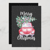 Vintage Auto Kerstmis Feestdagenkaart (Voorkant / Achterkant)