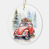 Vintage Auto Kerstmis Keramisch Ornament (Links)