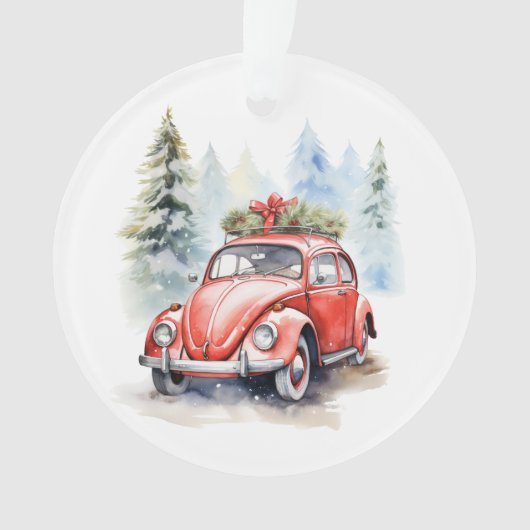 Vintage Auto Kerstmis Ornament (voorkant)