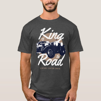 Vintage auto koning van de weg typografie t-shirt