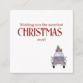 Vintage-auto met kerstcadeautjes Vindage-Kaart Informatiekaartje (Achterkant)