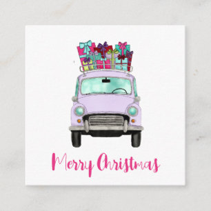 Vintage-auto met kerstcadeautjes Vindage-Kaart Informatiekaartje