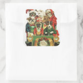 Vintage-auto met kersthonden vierkante sticker (Tas)