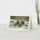 Vintage-auto met kerstmis feestdagen kaart (Voorkant)