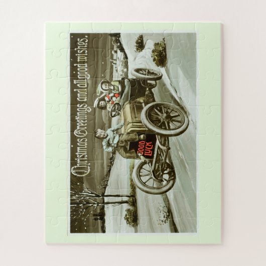 Vintage-auto met kerstmis legpuzzel (Verticaal)
