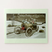 Vintage-auto met kerstmis legpuzzel (Horizontaal)
