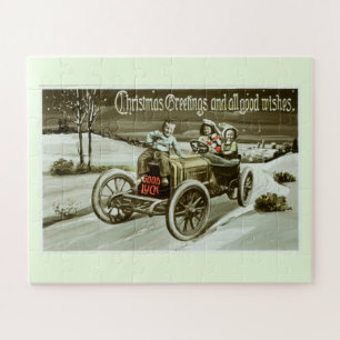 Vintage-auto met kerstmis legpuzzel