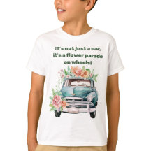 Vintage Auto met lentebloem in groene kleur