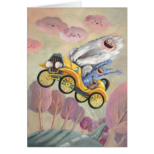 Vintage-auto met monsters