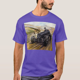 Vintage-auto met racevoertuig met zwarte loopbaan  t-shirt