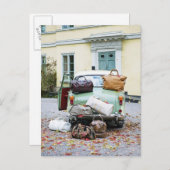 Vintage-auto met veel bagage briefkaart (Voorkant / Achterkant)