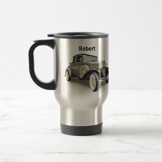 Vintage-auto - Naam toevoegen - Koffie  Reisbeker (Links)