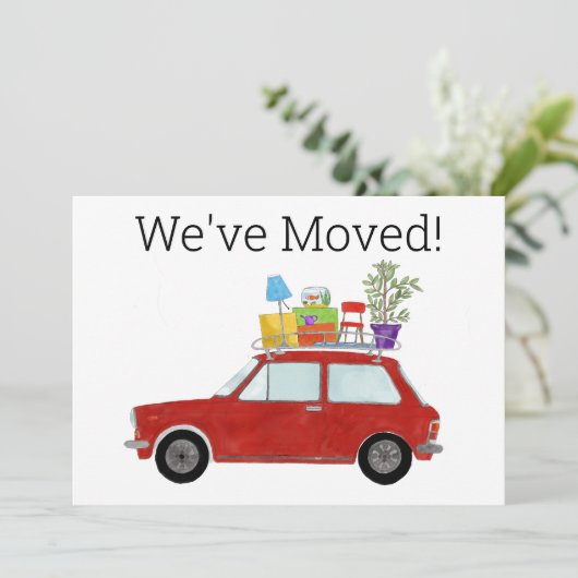 Vintage-auto Nieuwe adreskaart Aankondiging (Staand voorkant)