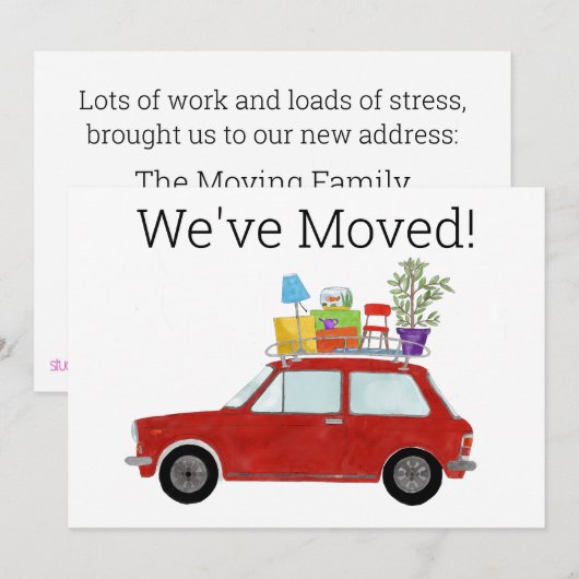 Vintage-auto Nieuwe adreskaart Aankondiging (Voorkant / Achterkant)