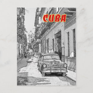 Vintage-auto op straat in Havana Briefkaart