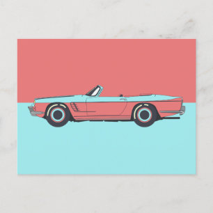 Vintage auto pastel kleur briefkaart