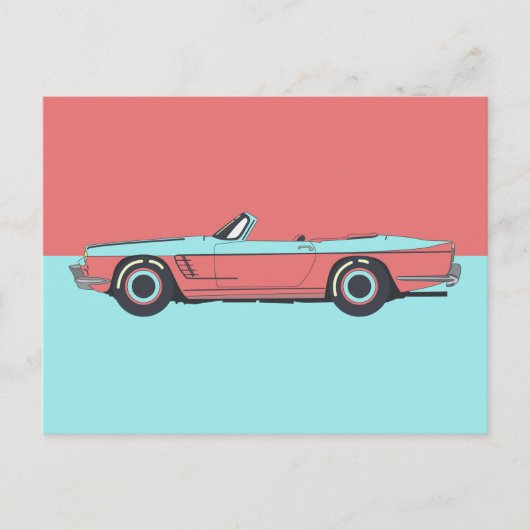 Vintage auto pastel kleur briefkaart (Voorkant)