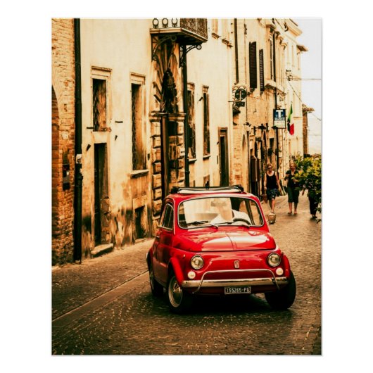 Vintage-auto Perfect Poster | Fiat 500 | Rome Ital (Voorkant)
