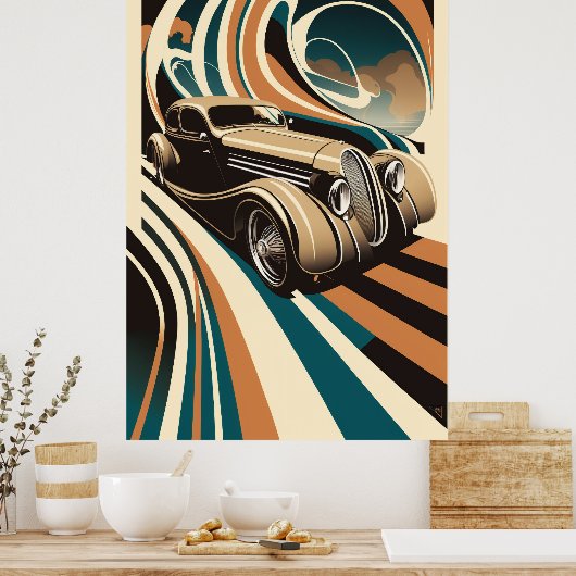 Vintage-auto Poster (Keuken)