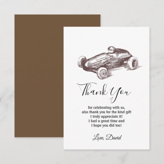 vintage, auto, racewagen bedankt (Voorkant / Achterkant)