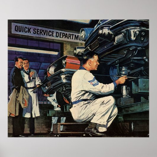 Vintage auto reparatie service bedrijf auto monteu poster (Voorkant)