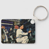 Vintage auto reparatie service bedrijf auto monteu sleutelhanger (Voorkant)