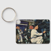 Vintage auto reparatie service bedrijf auto monteu sleutelhanger (Achterkant)