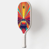 Vintage Auto Retro Regenboog Modern Monogram Pickleball Paddle (Links)