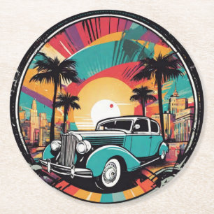 Vintage-auto Ronde Kartonnen Onderzetter