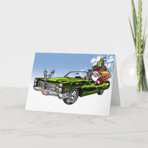 Vintage auto Santa Feestdagen Kaart