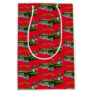 Vintage auto Santa Medium Cadeauzakje