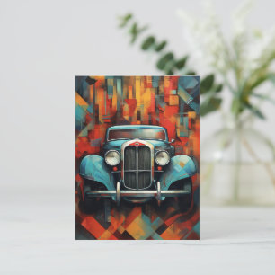 Vintage auto schilderij Abstracte kunst Briefkaart