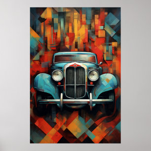 Vintage auto schilderij Abstracte kunst Poster