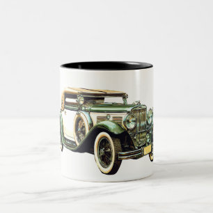 Vintage-auto. Tweekleurige Koffiemok