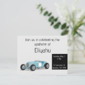 Vintage auto upsherin uitnodiging (Staand voorkant)