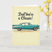 Vintage Auto Vader Cadeau Kaart (Gele Bloem)