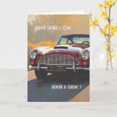 Vintage Auto Vaderdagkaart Kaart (Gele Bloem)