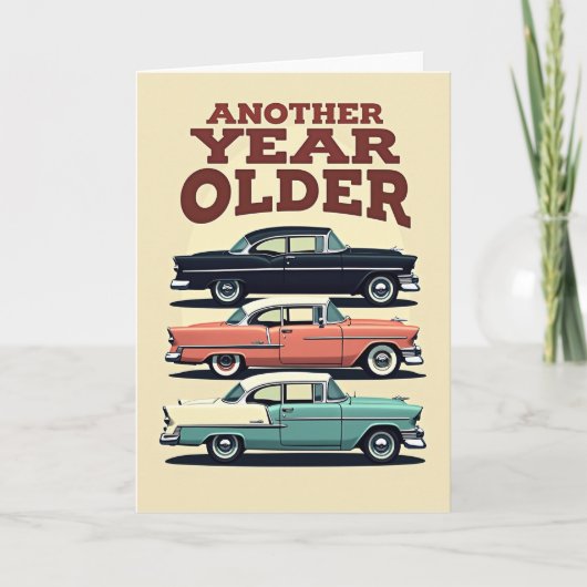 Vintage Auto Verjaardagskaart Kaart (Voorkant)