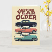 Vintage Auto Verjaardagskaart Kaart (Gele Bloem)