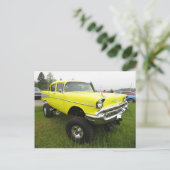 Vintage autobanden te groot briefkaart (Staand voorkant)