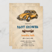 Vintage autodouche verjaardagsuitnodiging kaart (Voorkant / Achterkant)