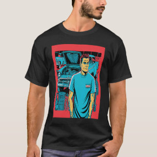 Vintage-autoliefhebbers Retro-Pop Stijl auto-mecha T-shirt