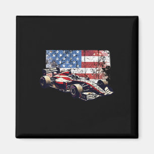 Vintage autoracauto Amerikaanse vlag 4 juli Magneet
