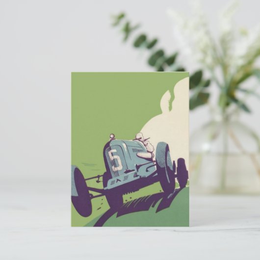 Vintage autorace briefkaart (Staand voorkant)