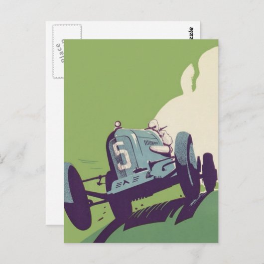 Vintage autorace briefkaart (Voorkant / Achterkant)