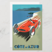Vintage autoracing briefpapier (Voorkant / Achterkant)
