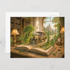 Vintage autoritten vanaf de storybook-pagina feestdagenkaart